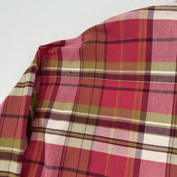 Wrangler Men Sz L Twenty X Western Red/ Tan Plaid Long Sleeve Button Down Shirt - Picture 4 of 7